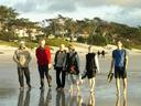 Uncle Wes, Bob, Eliza, Tera, Ashe and Maciej on Carmel Beach.