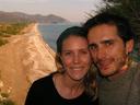 Over the beach and a little sweaty after the quick hike up.