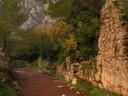 Following the path from the beach into the ruins of ancient Olympos.