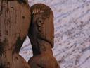 Wood carving - a face.