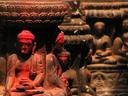 Buddhas covered in powder. Nepals most popular form of Buddhism is practiced by the Newari people of the Kathmandu Valley who have definitely blended Hindu and Buddhist practices.